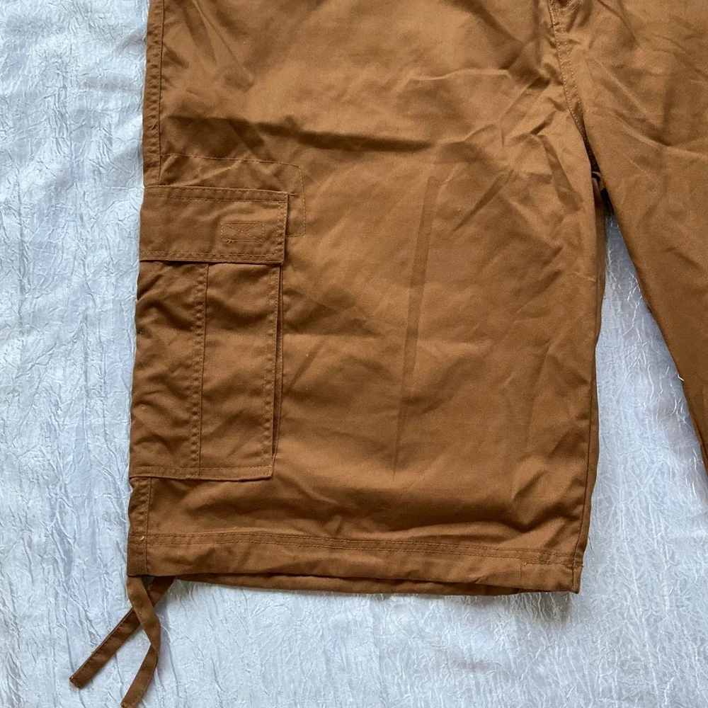 Royal Blue Mens Sz 50 Big & Tall  Utility Cargo Shorts Drawstring Brown Workwear